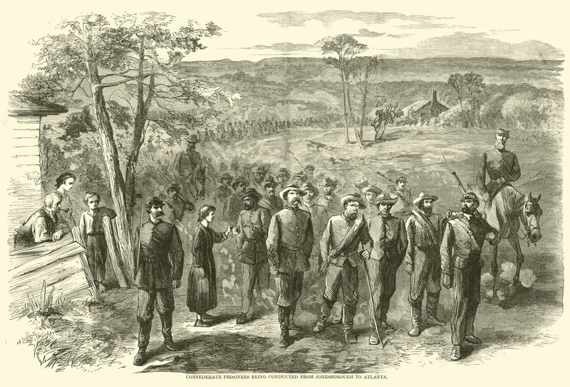 Konfødererte fanger ble ført fra Jonesborough til Atlanta, september 1864 av American School