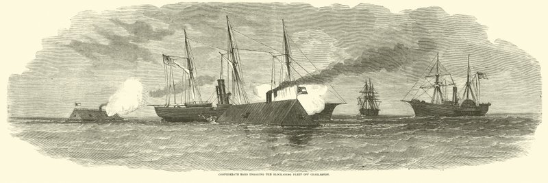 Konfødererte værer engasjerte blokkeringsflåten utenfor Charleston, januar 1863 av American School