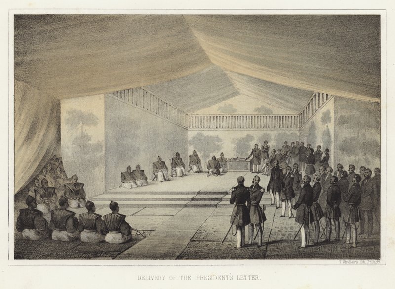 Levering av presidentens brev, Kurihama, Japan, 14. juli 1853 av American School