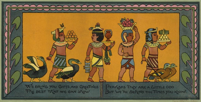 Julekort med egyptisk tema (farge litho) av American School