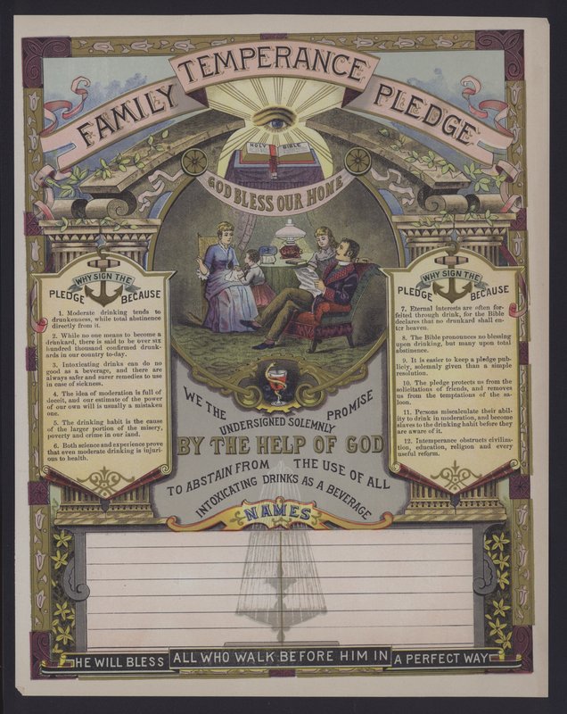 Familiens avholdsløfte (farget gravering) av American School