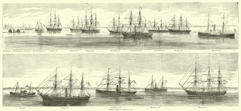 Føderal flåte ved Hampton Roads, desember 1864 av American School