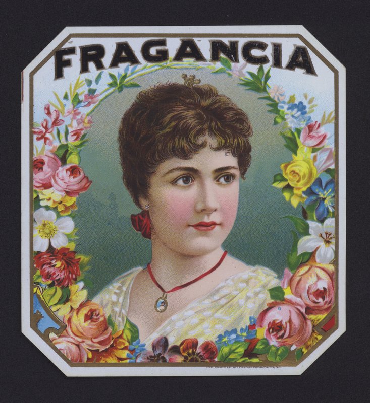Fragancia, sigaretikett (chromolitho) av American School