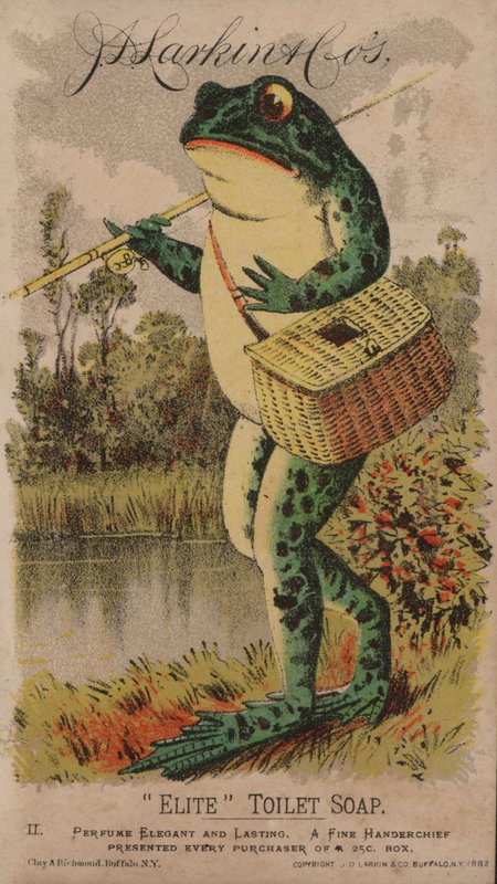 Frosk på fisketur, reklame for J D Larkin