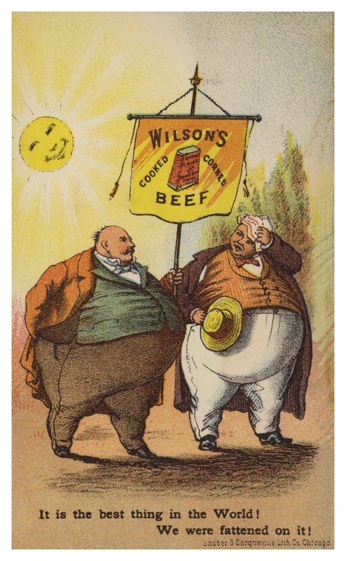 Herrer som bærer Wilsons Corned Beef Banner av American School