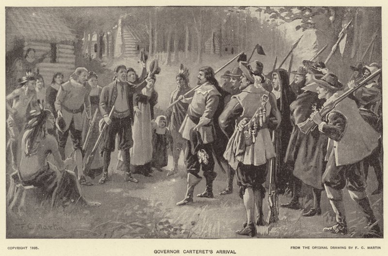 Guvernør Carterets ankomst (litografi) av American School