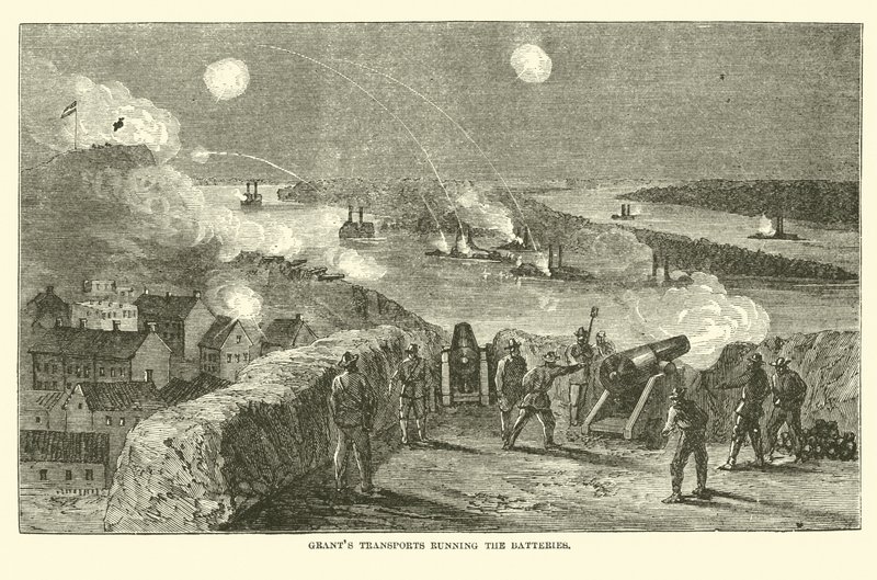 Grants transporterer som kjører batteriene, april 1863 av American School