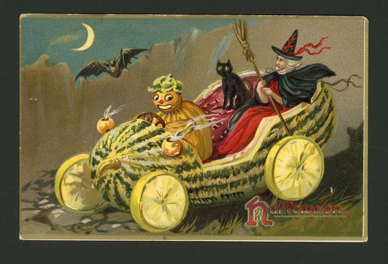 Halloween gratulasjonskort (chromolitho) av American School