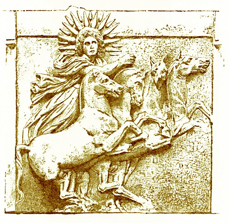 Helios upon his chariot, illustrasjon fra History of Greece av Victor Duruy, utgitt 1890 (digitalt forbedret bilde) av American School