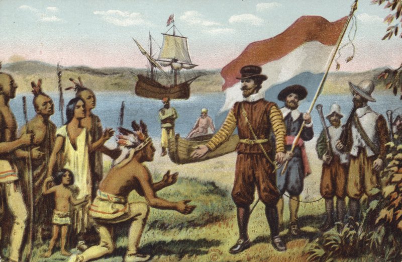 Henry Hudson lander på Manhattan av American School