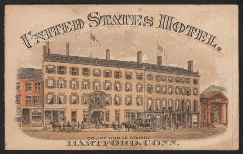 Hotel Trade Card (farget gravering) av American School