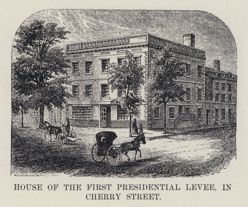 House of the First Presidential Levee, i Cherry Street (litho) av American School