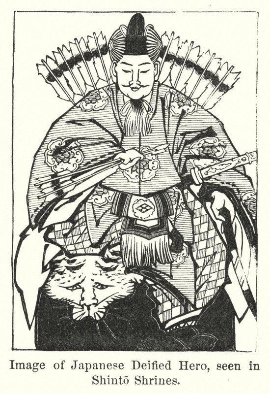 Bilde av Japanese Deified Hero, sett i Shinto-helligdommene (gravering) av American School