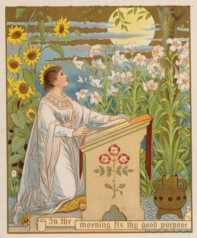 Om morgenen, gjør ditt gode forsett (chromolitho) av American School