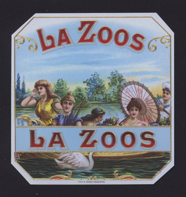 La Zoos, sigaretikett (chromolitho) av American School