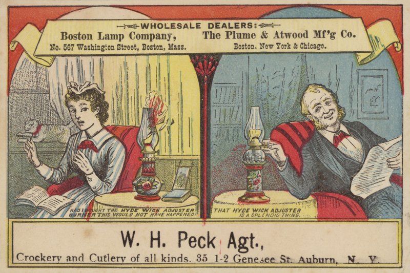 Lady and Gentleman leser av Oil Lamp Light av American School