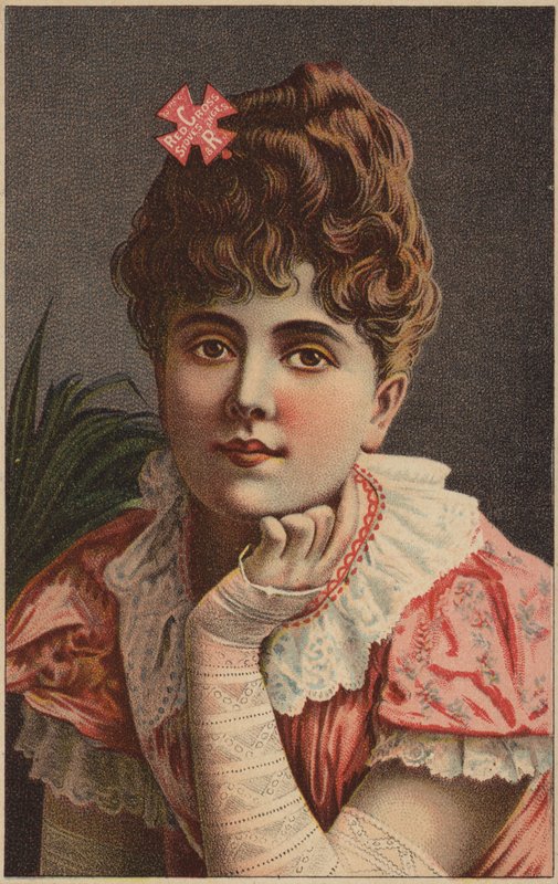 Dame i rosa kjole av American School