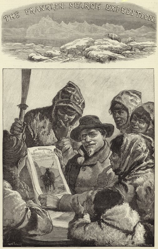 Løytnant Schwatka viser esquimaux the Illustrated London News av American School