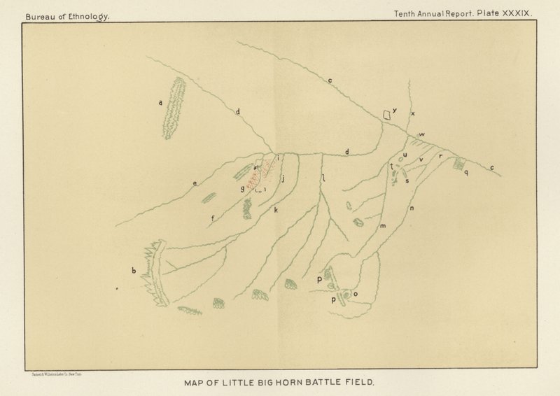 Kart over Little Bighorn Battlefield av American School