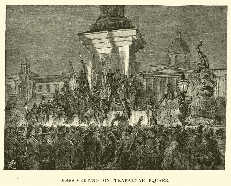 Massemøte på Trafalgar Square av American School