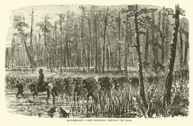 McClernands korps marsjerte gjennom myrene, mars 1863 av American School