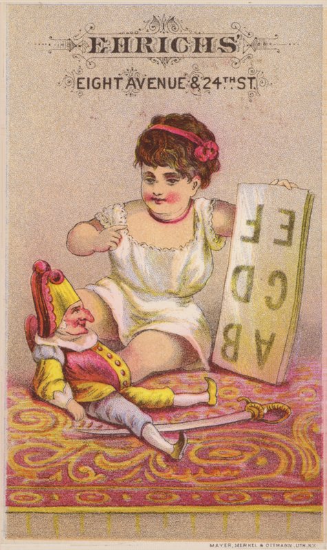 Mr Punch med alfabet og ung jente av American School