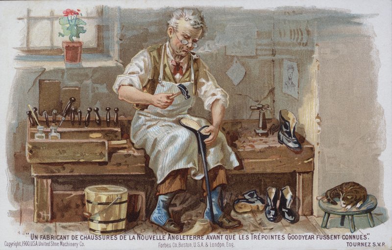 Skoprodusent fra New England fra tiden før Goodyear-randen ble introdusert (chromolitho) av American School
