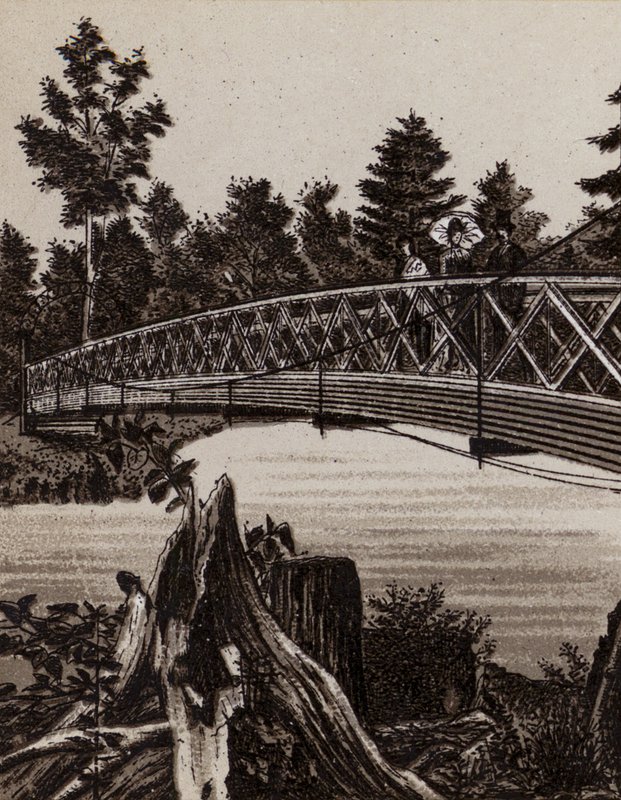 Niagara Falls: Bridge to Second Sister Island (litho) av American School