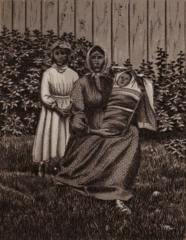 Niagara Falls: Indisk familie (litho) av American School