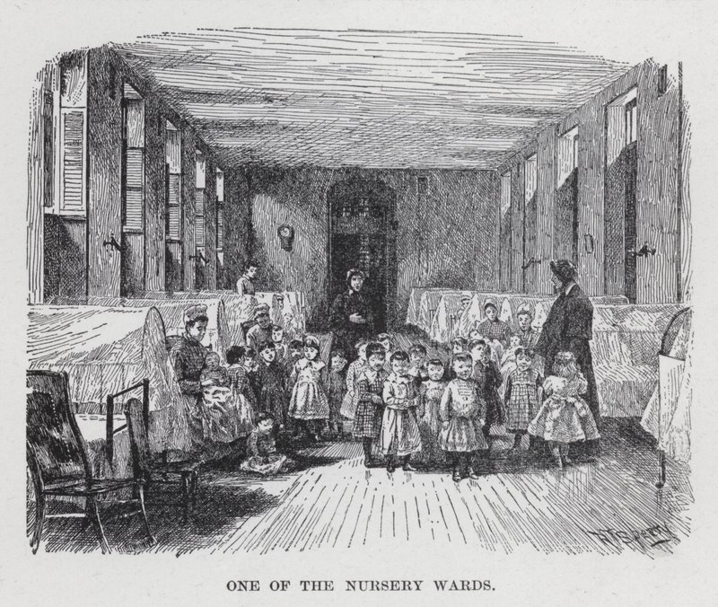 En av barnehageavdelingene (litho) av American School
