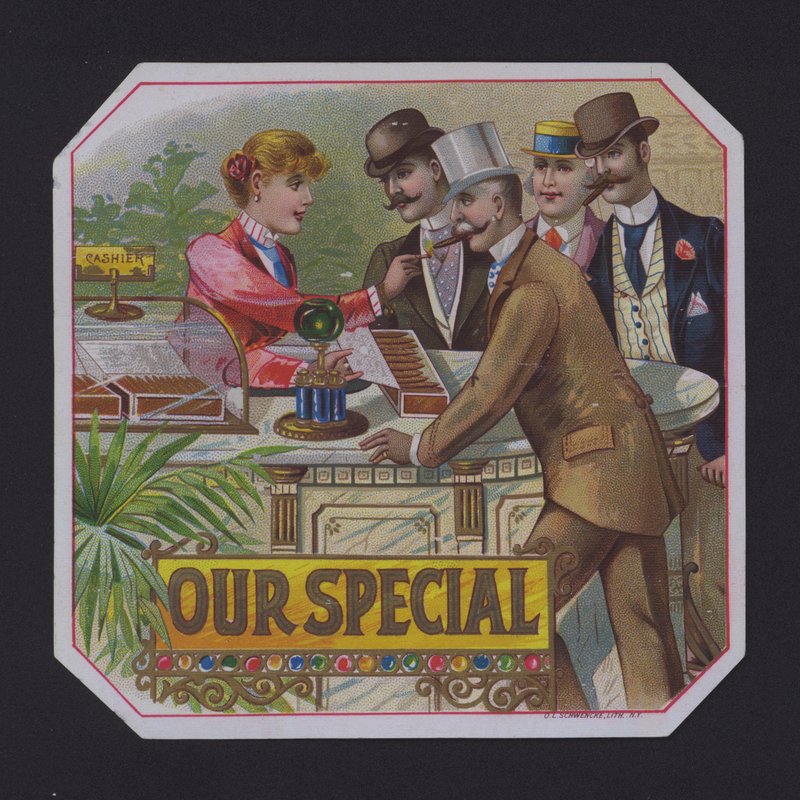 Vår spesielle sigaretikett (chromolitho) av American School