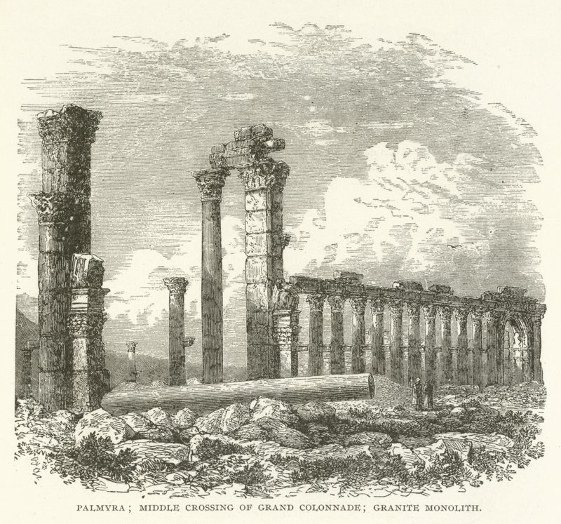 Palmyra; midtre kryssing av Grand Colonnade; Granitt monolitt av American School