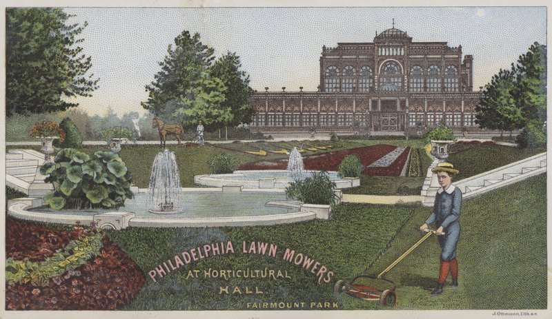 Philadelphia gressklippere ved hagebrukshallen (chromolitho) av American School