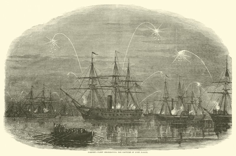 Portørers flåte feirer fangsten av Fort Fisher, januar 1865 av American School