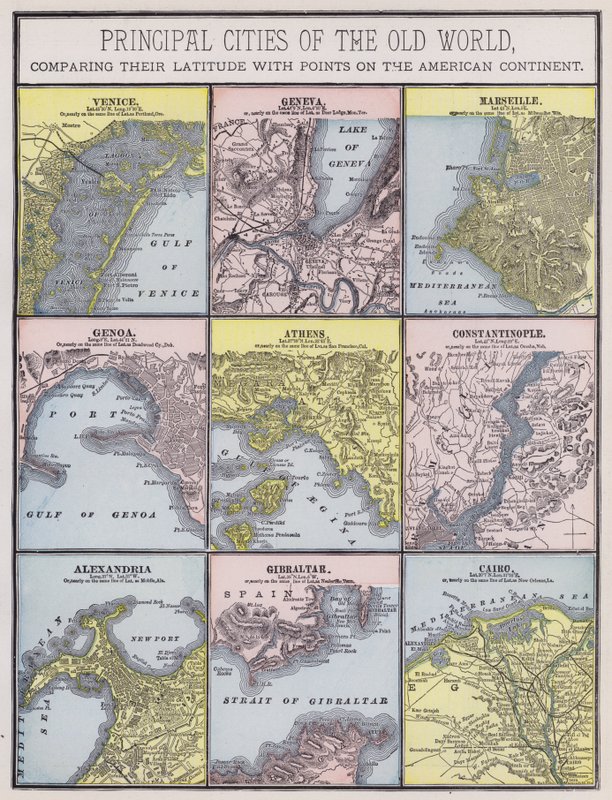 De viktigste byene i den gamle verden (farget gravering) av American School