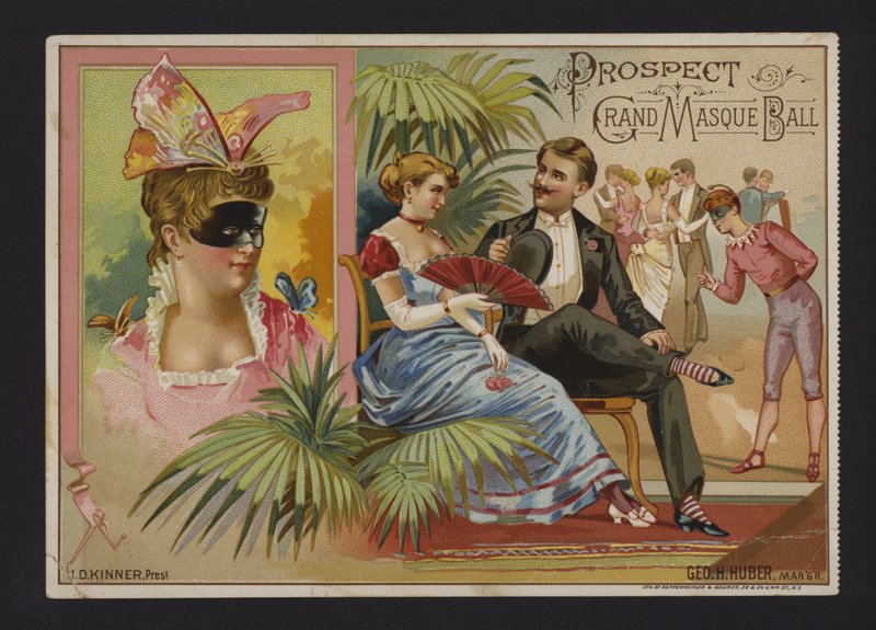 Prospect Association grand maskeball ved Academy of Music, Tammany Hall og Nilsson Hall, New York (chromolitho) av American School