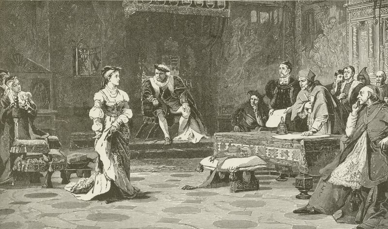 Dronning Catharine, av Aragon, nekter kirkedomstolens rett til å dømme sin sak av American School