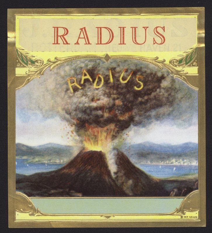 Radius, vulkanutbrudd (chromolitho) av American School