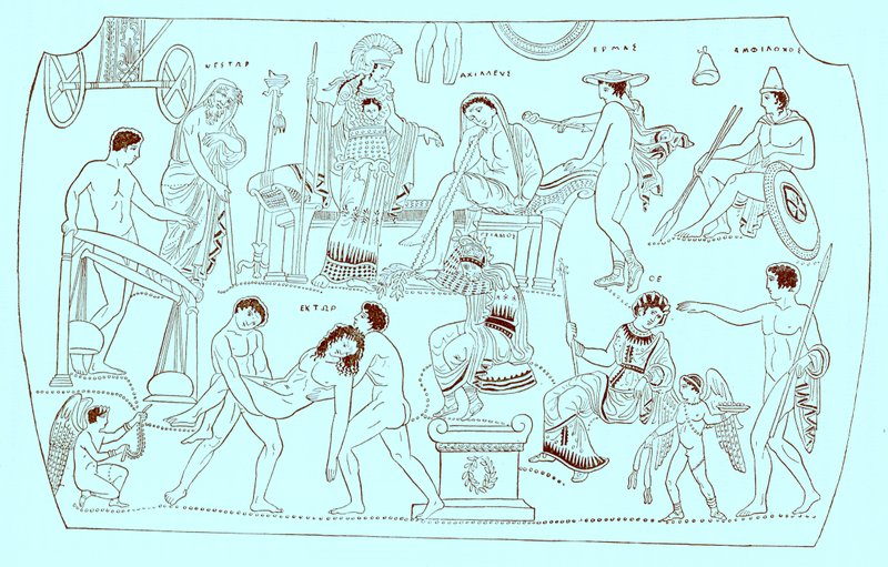 Ransom of Hektor, illustrasjon fra History of Greece av Victor Duruy, utgitt 1890 (digitalt forbedret bilde) av American School