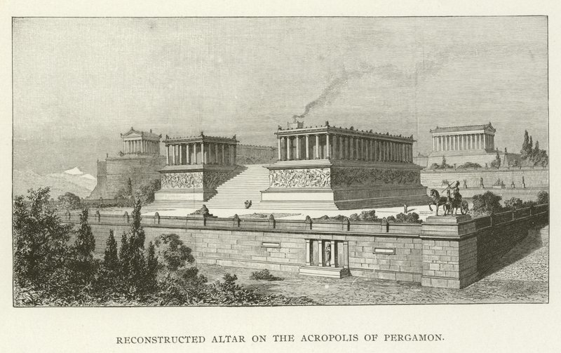 Rekonstruert alter på Akropolis i Pergamon av American School
