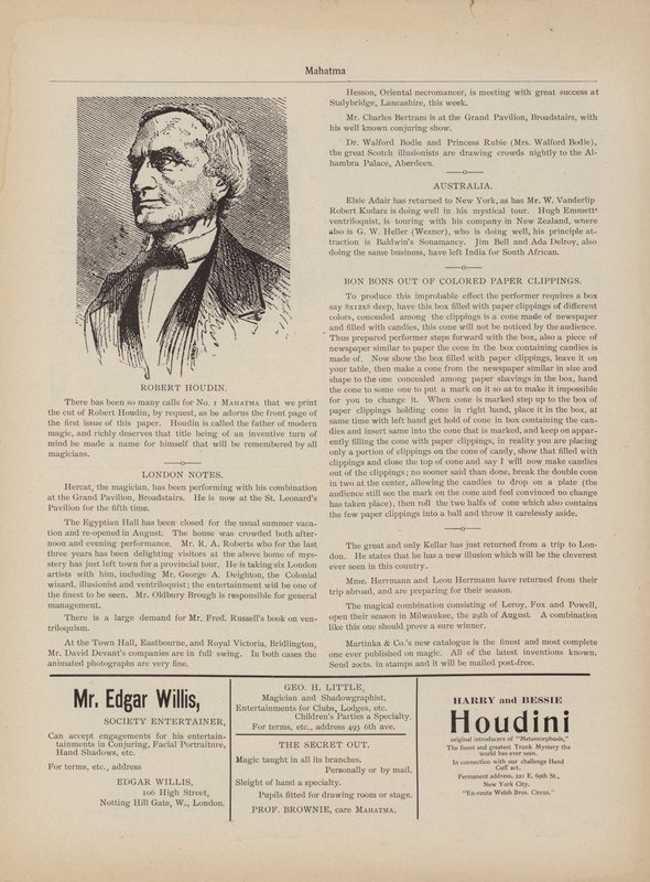 Robert Houdin, annonser av American School