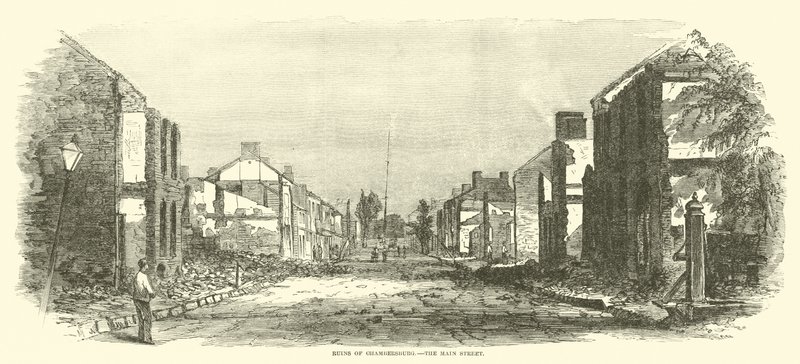 Ruinene av Chambersburg, Main Street, september 1864 av American School