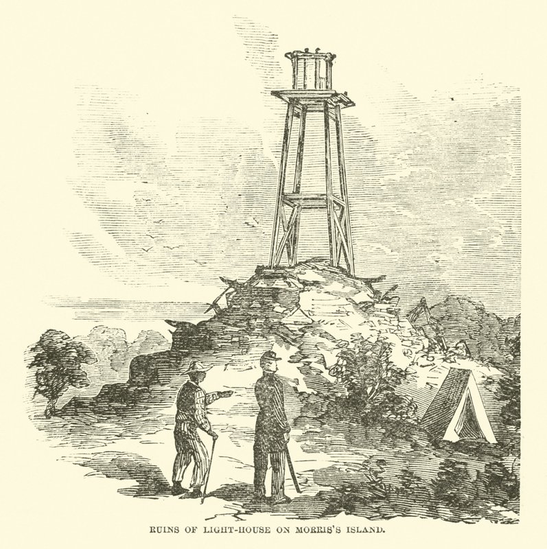 Ruinene av fyret på Morris Island, juli 1863 av American School