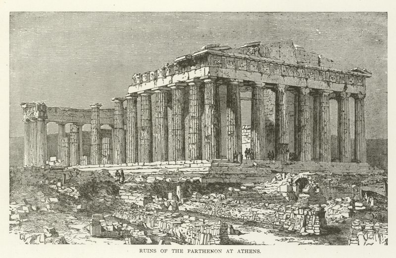 Ruinene av Parthenon i Athen av American School