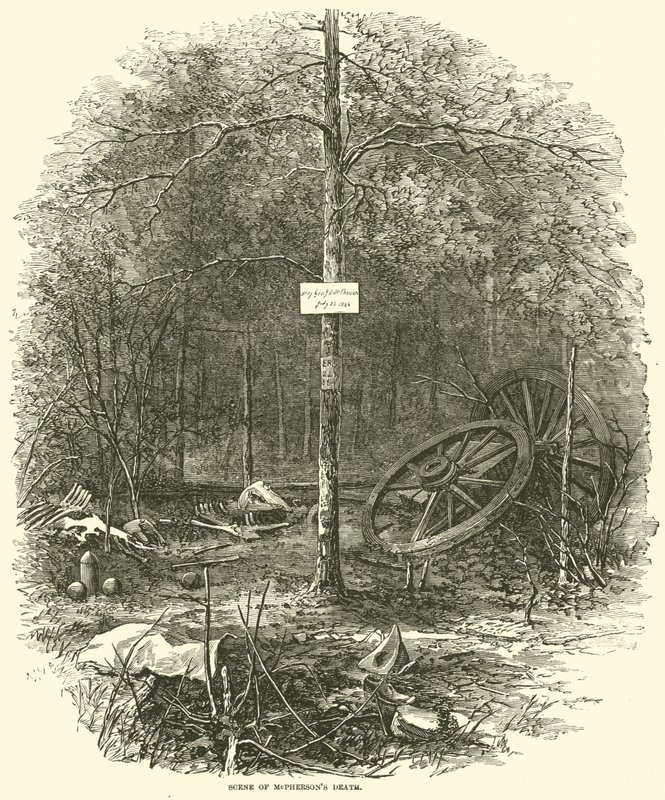 Scene av McPhersons død, juli 1864 av American School