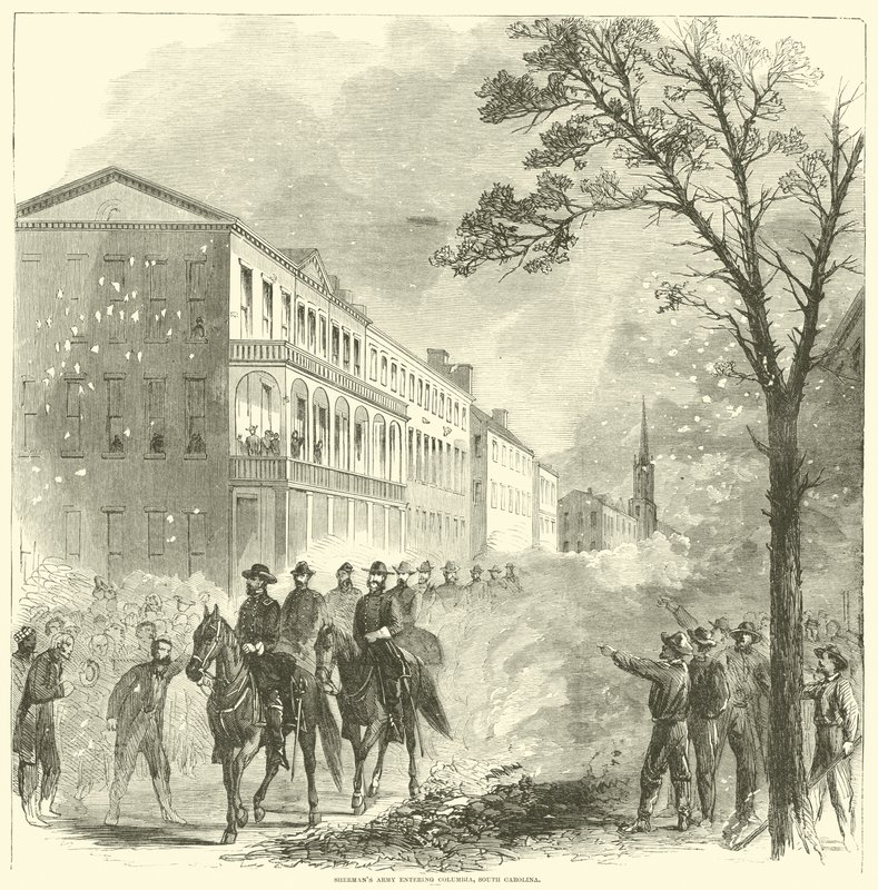 Shermans hær inn i Columbia, South Carolina, februar 1865 av American School
