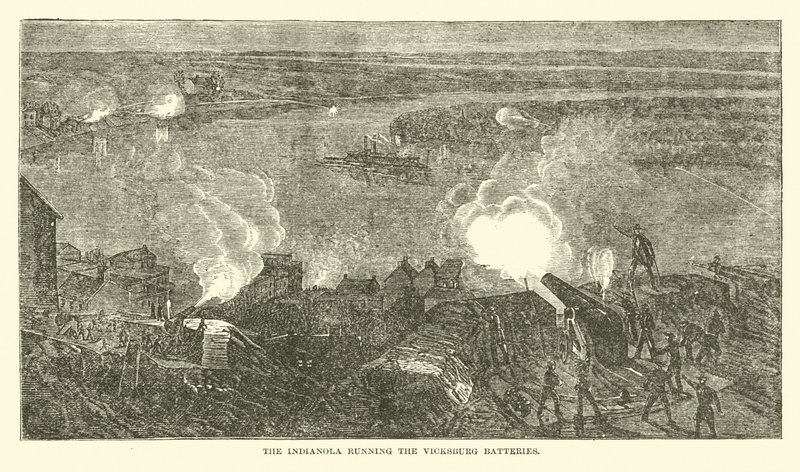 Indianolaen som driver Vicksburg Batteries, februar 1863 av American School