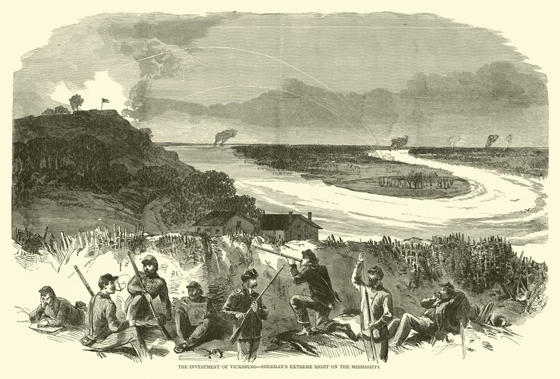 The Investment of Vicksburg, Shermans ekstreme høyre på Mississippi, mai 1863 av American School