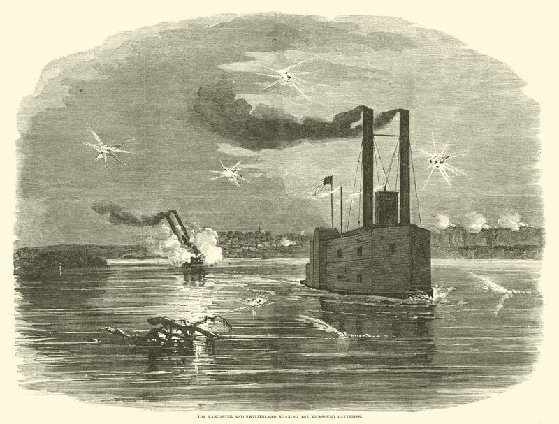 Lancaster og Sveits som driver Vicksburg Batteries, mars 1863 av American School