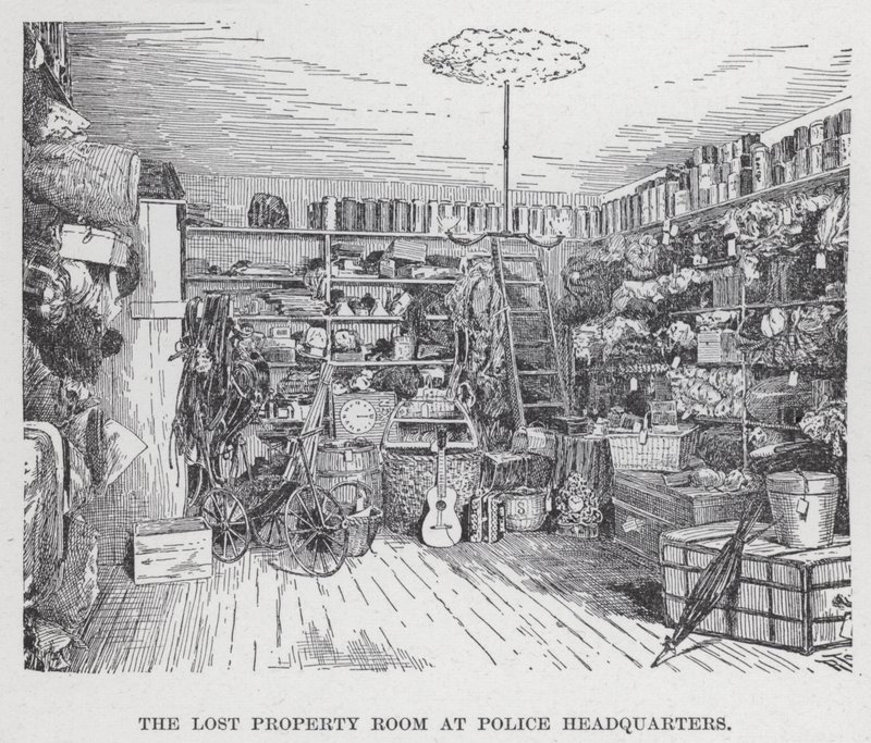 The Lost Property Room ved politihovedkvarteret (litho) av American School
